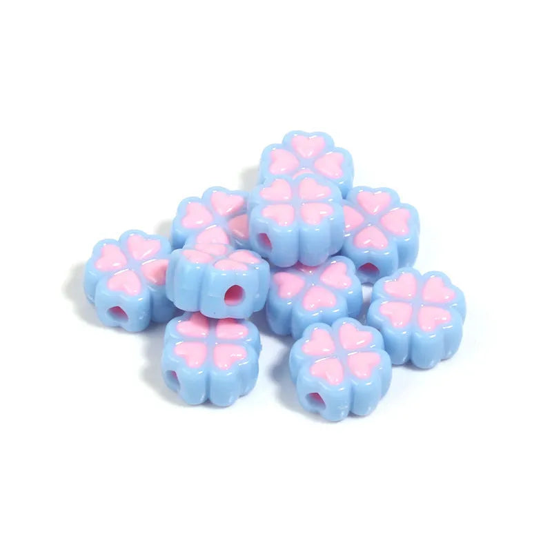 15mm acrylic four-leaf clover craft beads with frosted finish in multiple colours