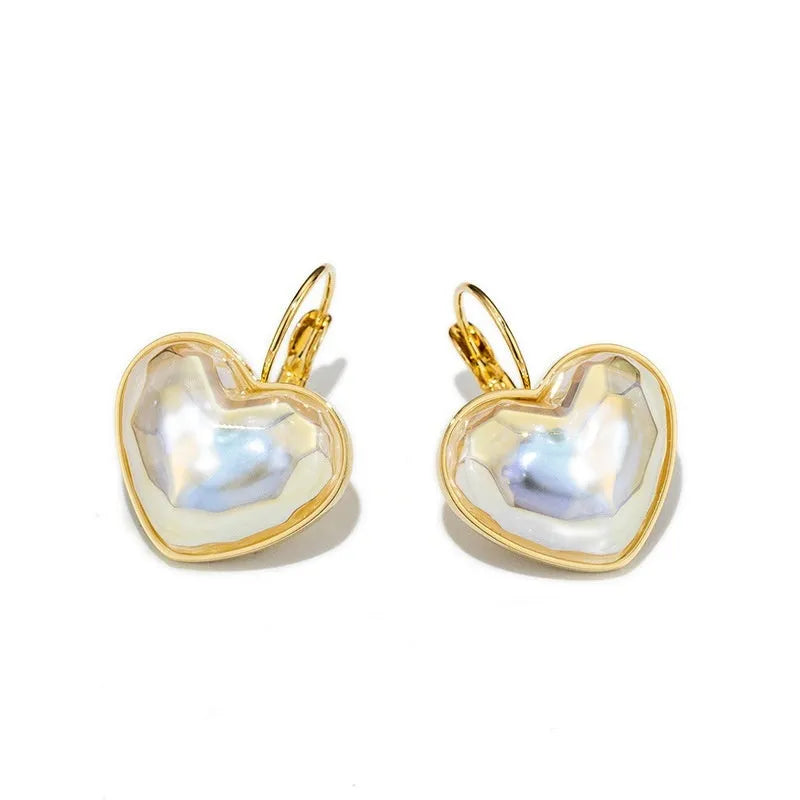 Gold alloy clip-on earrings with natural styling for women's summer fashion
