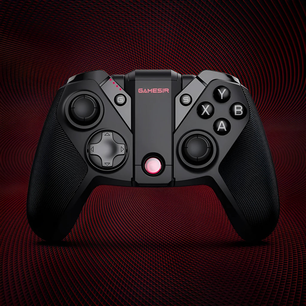 Black game console handle with Type-C connector and vibration function.