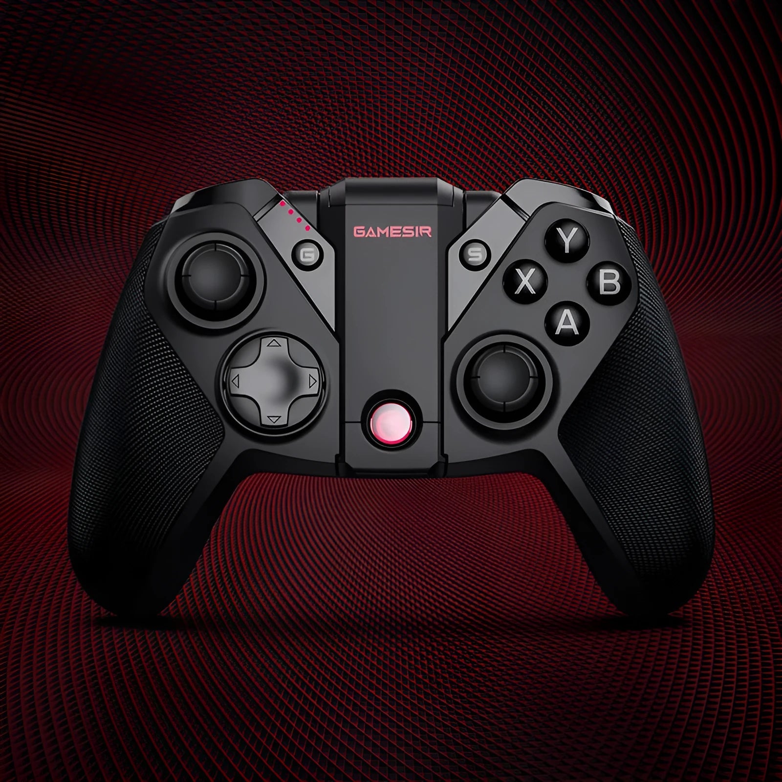 Black game console handle with Type-C connector and vibration function.