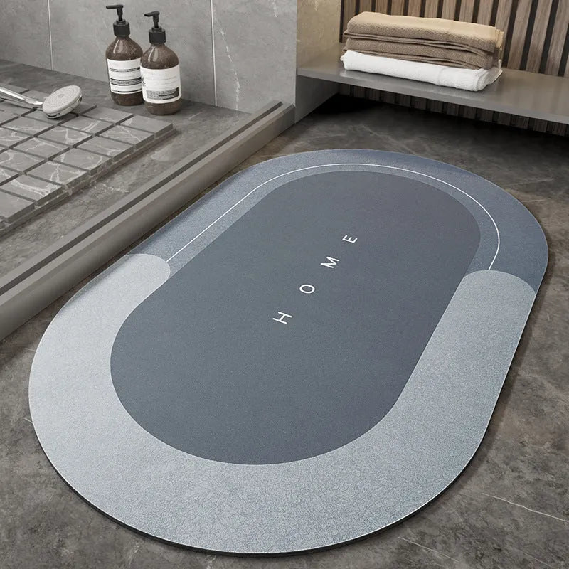 Cushioned bathroom floor mat in blue colour with rectangular shape