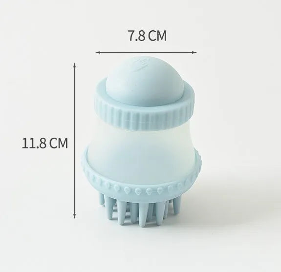 Multifunctional TPR pet bathing brush in pink, 11.8x7.8cm, with silicone bristles for dog and cat grooming