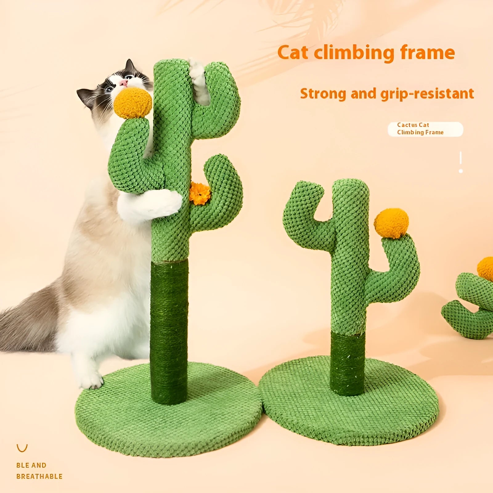 Masson cat scratch board with sisal scratching surface and cactus design climber for pet cats.