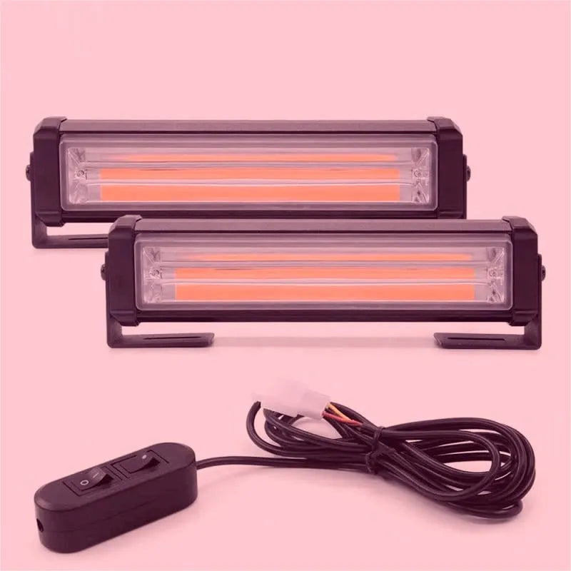 Yellow two middle net strobe warning light with aluminium alloy construction for vehicle emergency lighting
