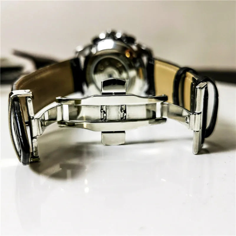 Automatic mechanical watch for men with 12mm stainless steel case in various colour combinations