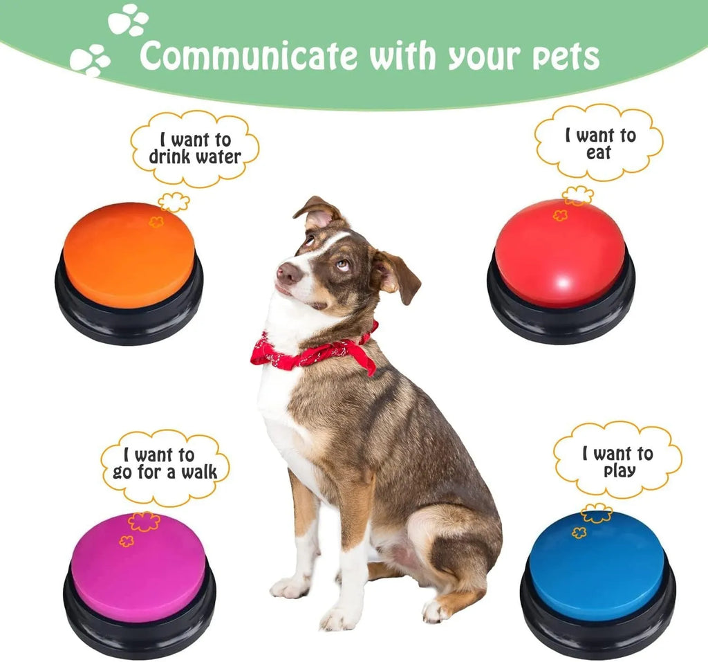 Voice recording pet training buzzer in five colour options for 30-second audio playback