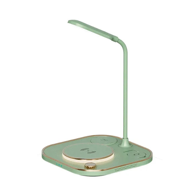 15W wireless magnetic charger with desk lamp base and Type-C cable in black, green, or white
