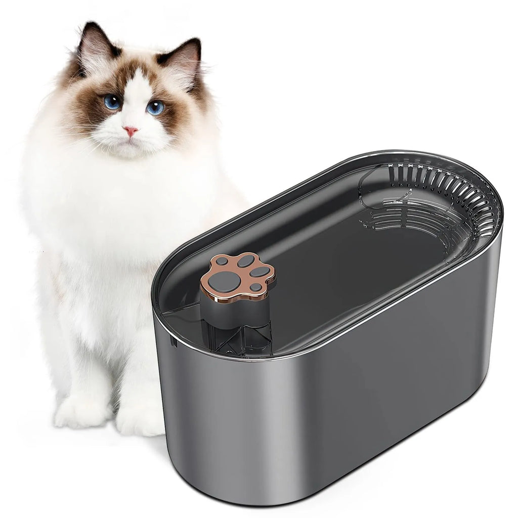 Berlin blue automatic pet water fountain with 3L capacity, filter cartridge, and LED indicator light
