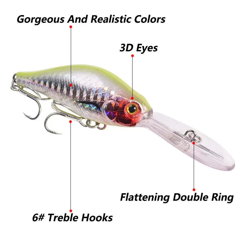Floating rock little fat man mino fishing lure measuring 10.5cm with deep diving long tongue board