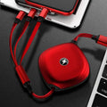 3-in-1 telescopic charging cable extended to 120 cm with titanium connectors