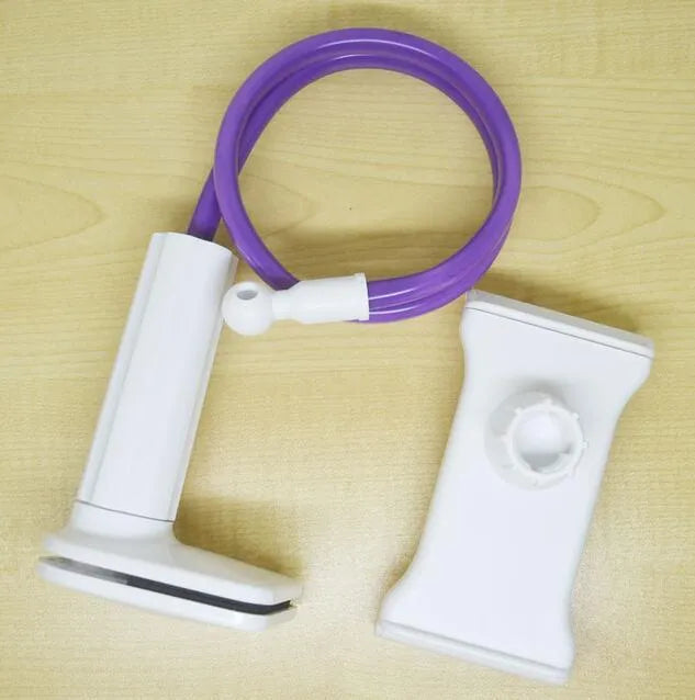 Aluminium alloy bedside phone holder with long flexible arm and saddle base mount