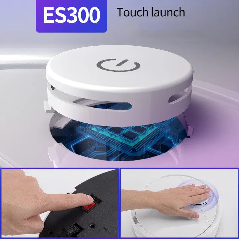 Automatic sweeping robot with 3000mAh battery collecting pet hair on hard floor