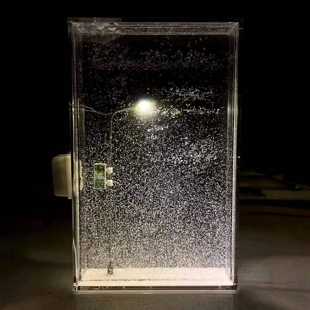 DIY snowy landscape night light kit with small street lights and flowing snow effect for Christmas desktop decor