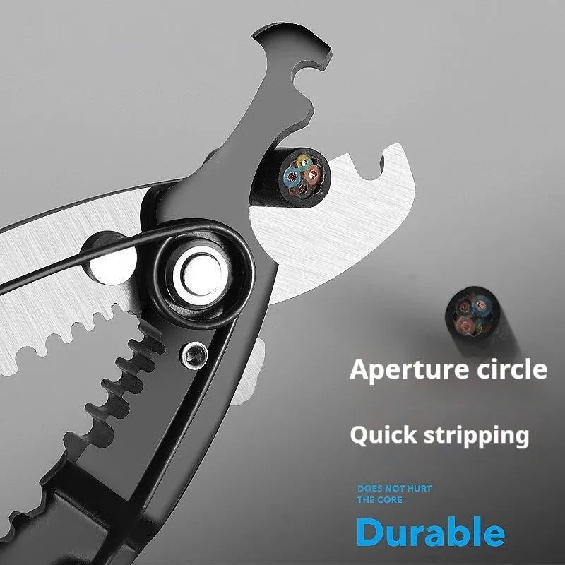 Automatic wire stripping pliers tool for electricians with steel construction
