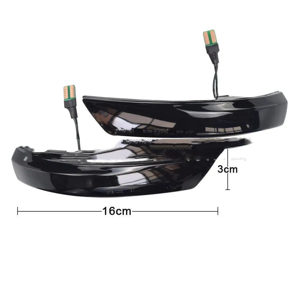 Rearview mirror waterfall LED light strip in blue and yellow two-tone for Ford Focus and Mondeo.