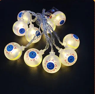 Halloween pumpkin LED string lights with ghost and bat decorations