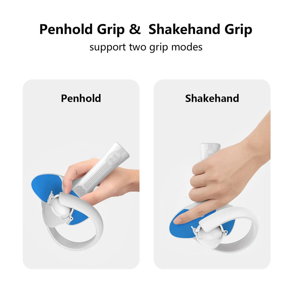 Red and blue silicone handle grips for Pico 4 VR controllers on grey background