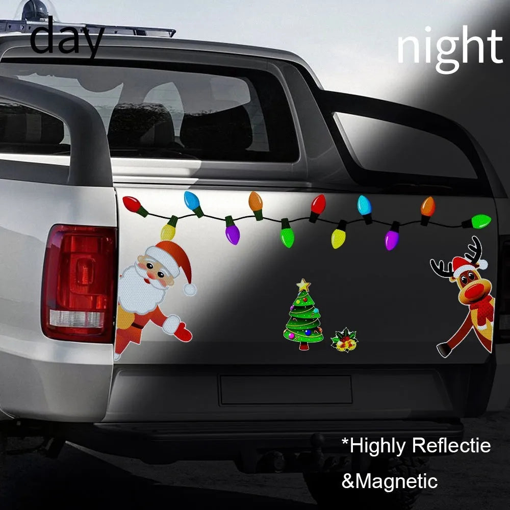 Medium Christmas elk reflective magnetic car decoration sticker in RFM025 six-thread colour