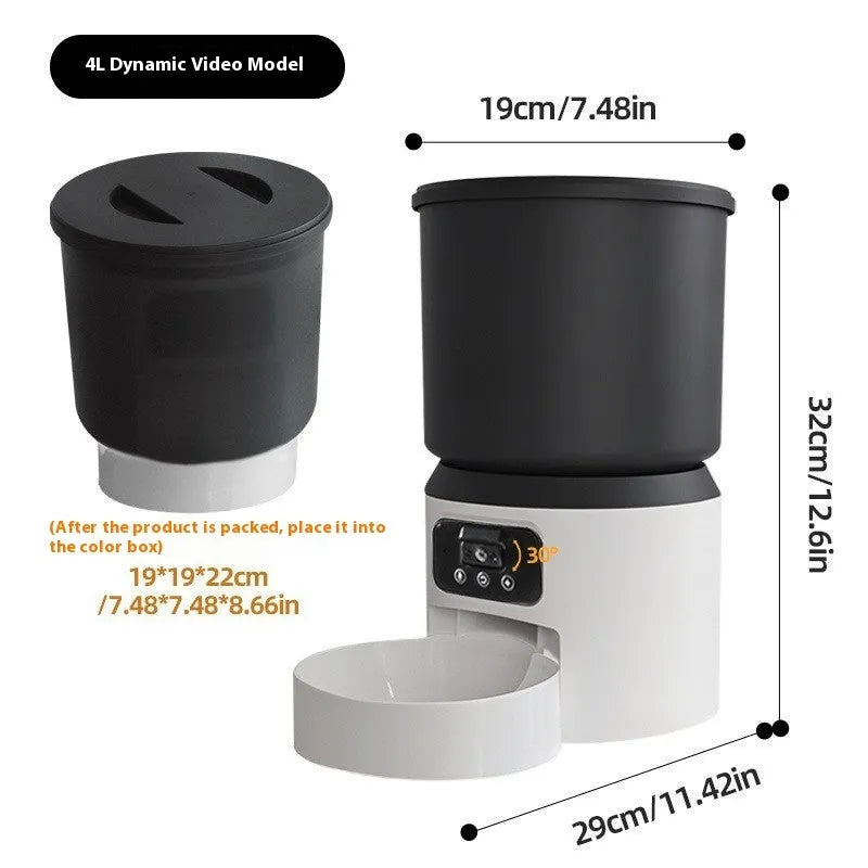 4L smart pet feeder with optional video camera and stainless steel bowl