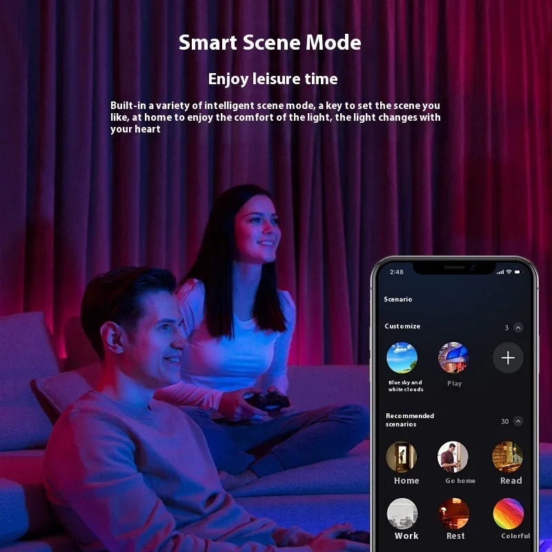 Smart WiFi Bluetooth RGBW colour changing ceiling lamp with remote control on a white background