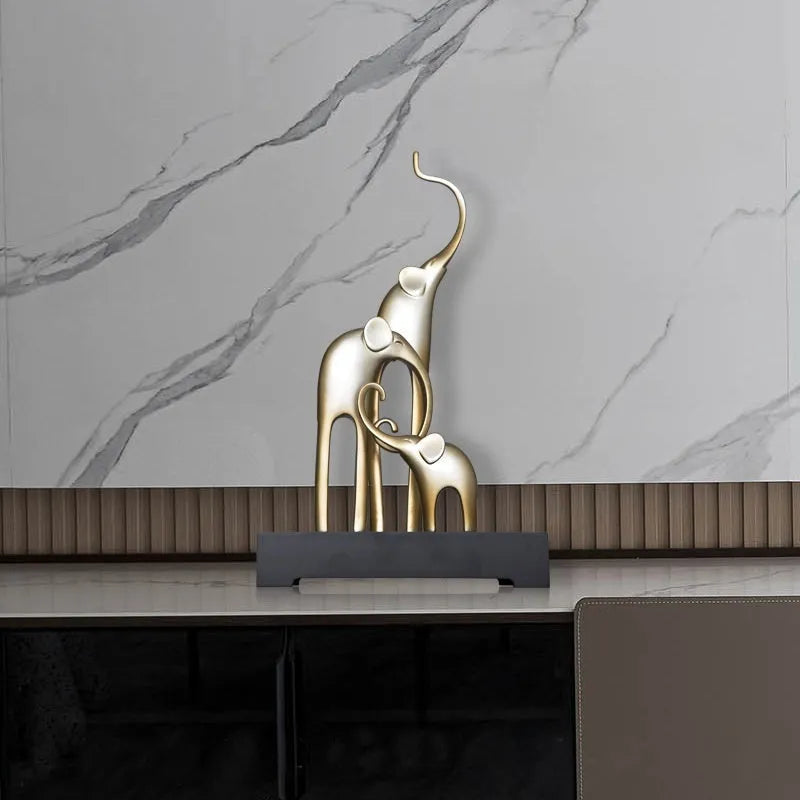 European style resin elephant decorative ornament in bright gold, rose gold, elegant silver, or retro colour finish