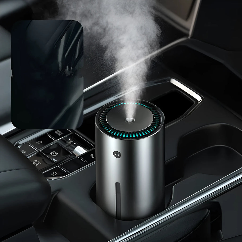 Black car diffuser humidifier with USB cable for air purification and aromatherapy