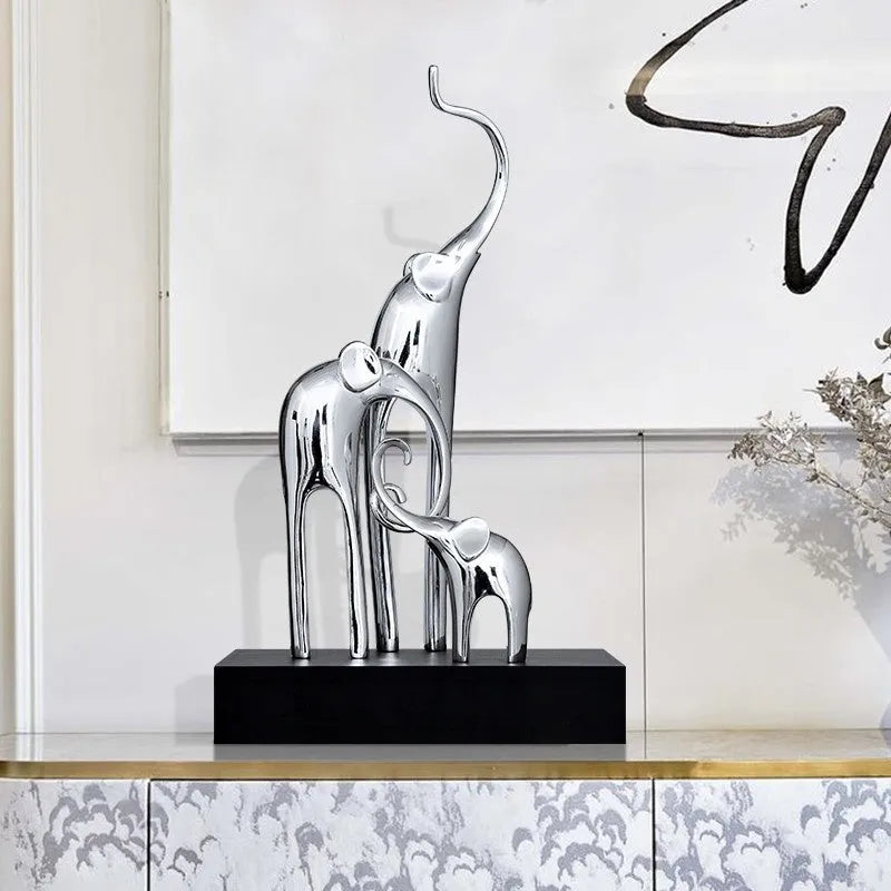 European style resin elephant decorative ornament in bright gold, rose gold, elegant silver, or retro colour finish