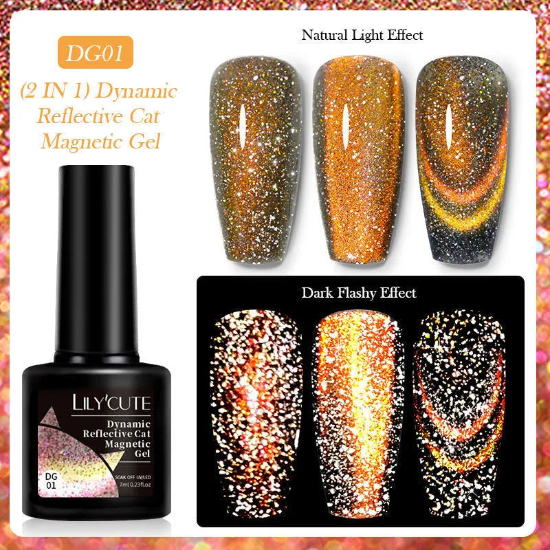 Diamond In The Debris cat eye nail polish gel bottle showing diamond fragment and glitter inclusions