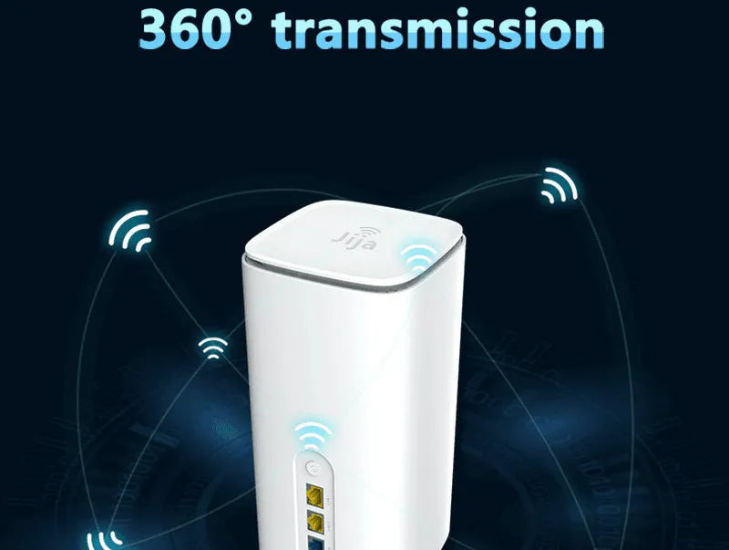 Compact black 4G CPE wireless router with data cable, shown from the front.