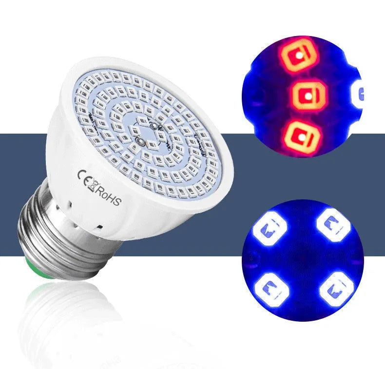 White LED plant growth lamp with 80 beads for indoor potted plants covering 30-80 square centimetres