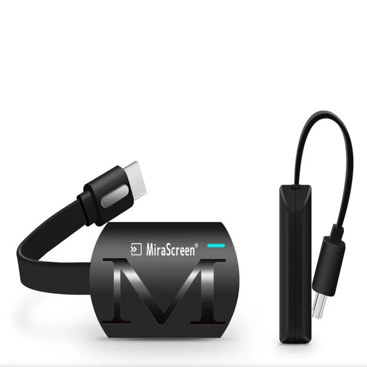Black USB to HDMI screen mirroring dongle for mobile phones, measuring 52mm by 26mm.