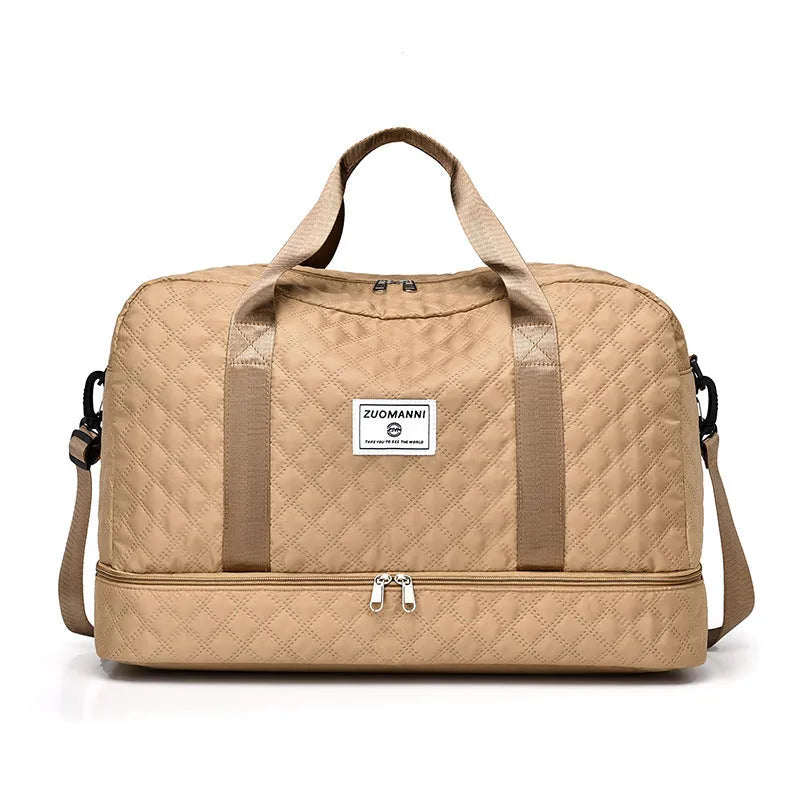 Oxford cloth leisure travel bag with 36-55 litre capacity in street trend style with sewing thread details