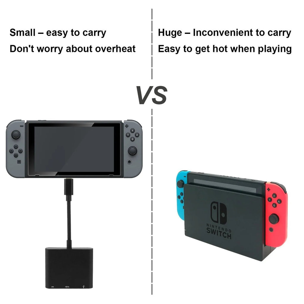 Black USB 3.1 Type-C to HDMI adapter cable for Nintendo Switch video output