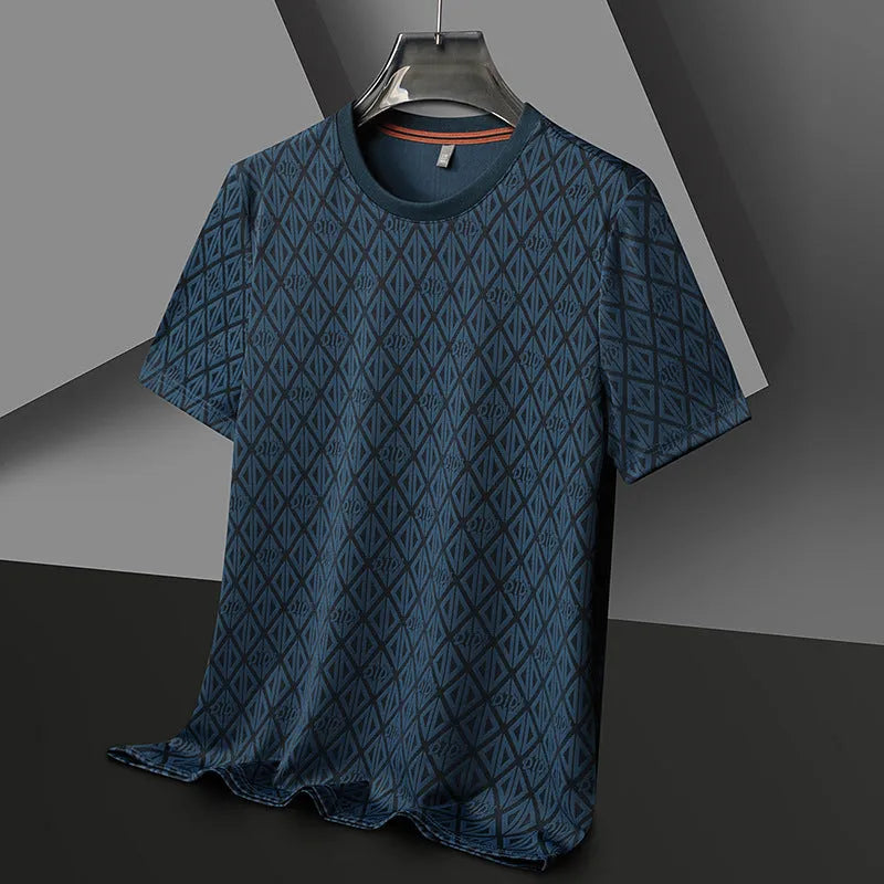 Men's round neck ice silk antibacterial casual t-shirt in loose fit with short sleeves