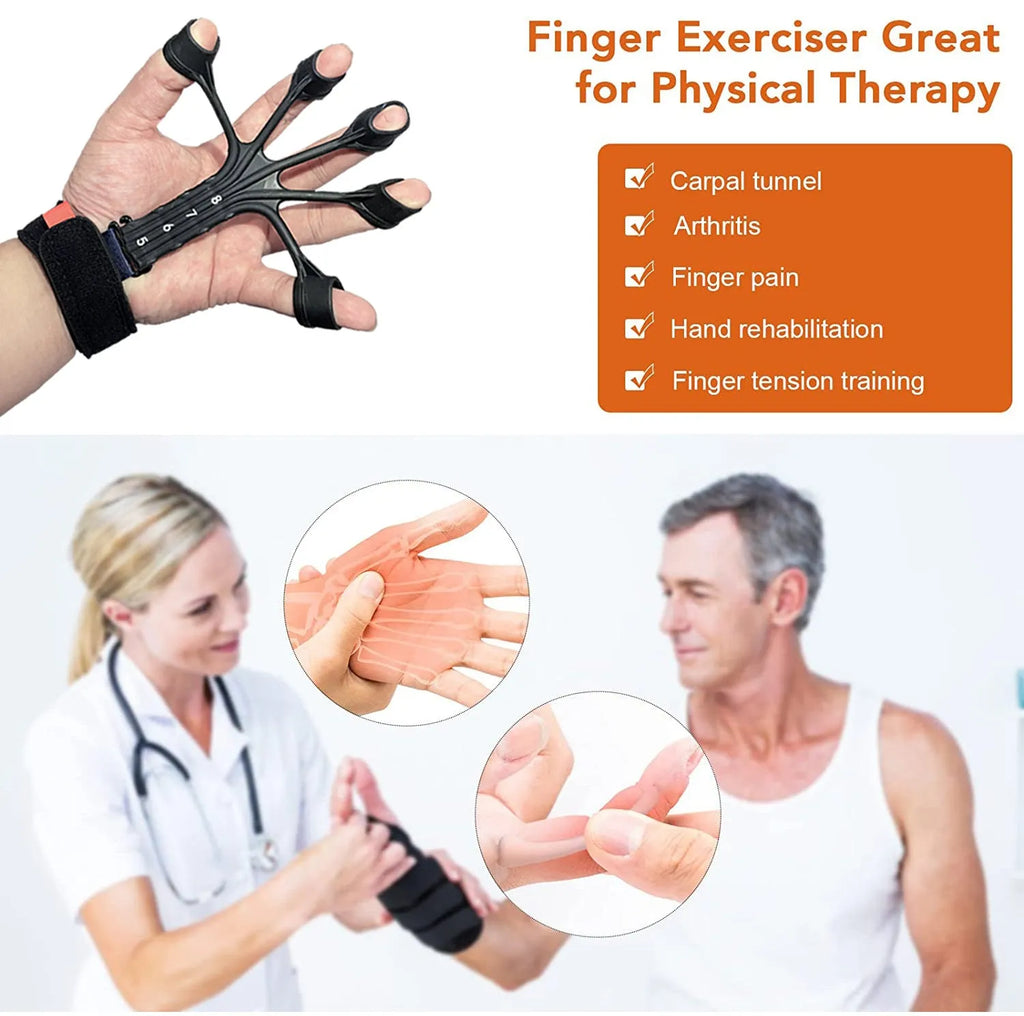 Silicone finger flexion and extension trainer with adjusting belt for adult rehabilitation