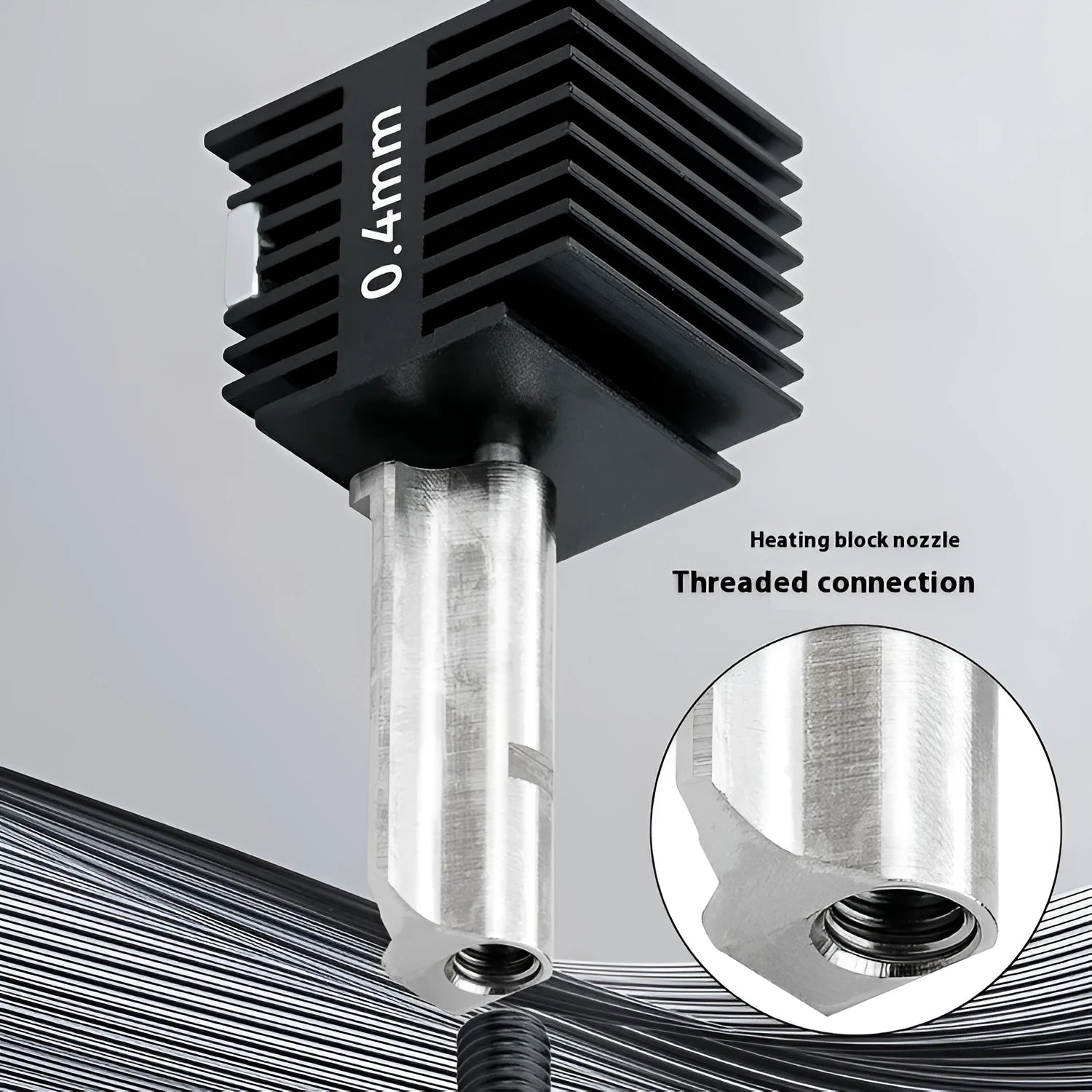 A1 Mini 3D printer hardened steel hot end assembly with silicone sleeve and multiple nozzle diameter options