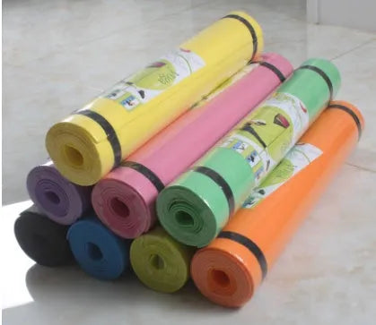 EVA yoga mat in multiple colours showing 4mm and 6mm thickness options for fitness and exercise