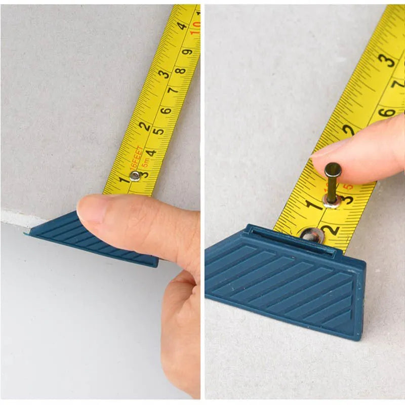 Blue multifunctional woodworking cutter with measurement scale and one-press lock mechanism