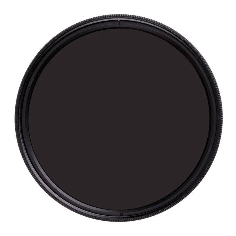 ND8 camera filter in aviation aluminium frame with optical resin lens showing thread size markings