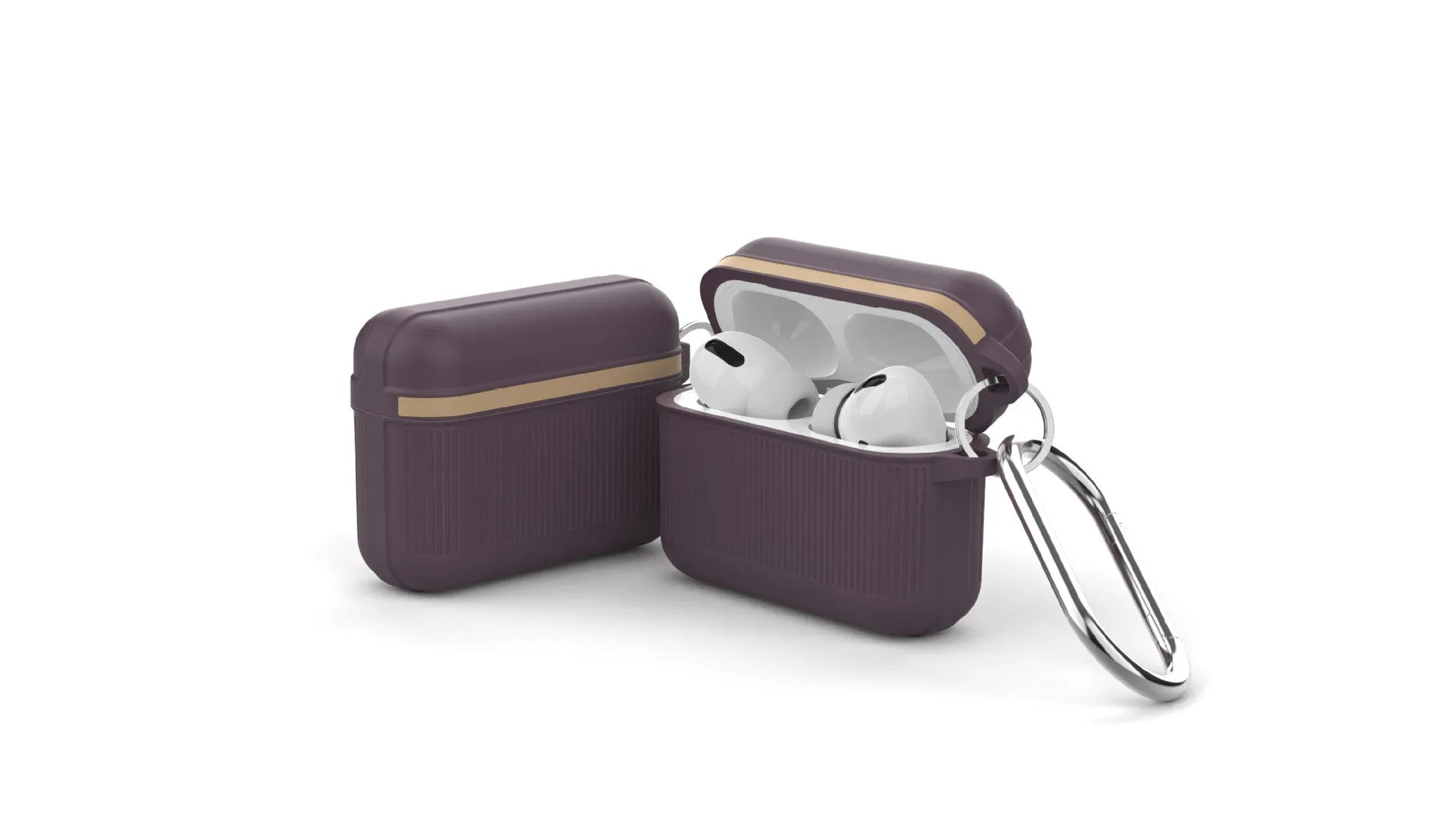 Split silicone protective case for Apple AirPods with thickened corners and metal buckle