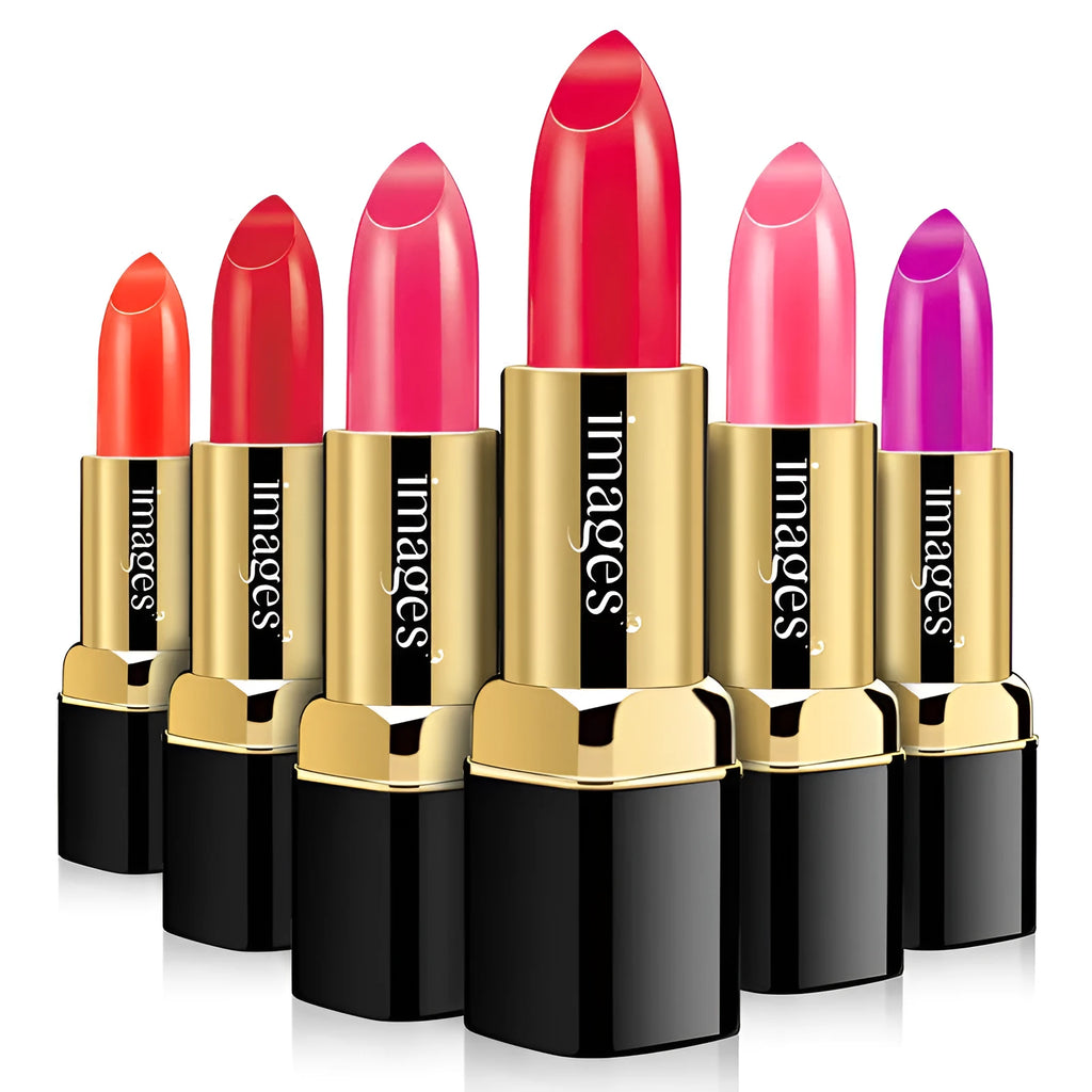 Moisturising lipstick tube in a choice of 10 colours including coral red and barbie pink.