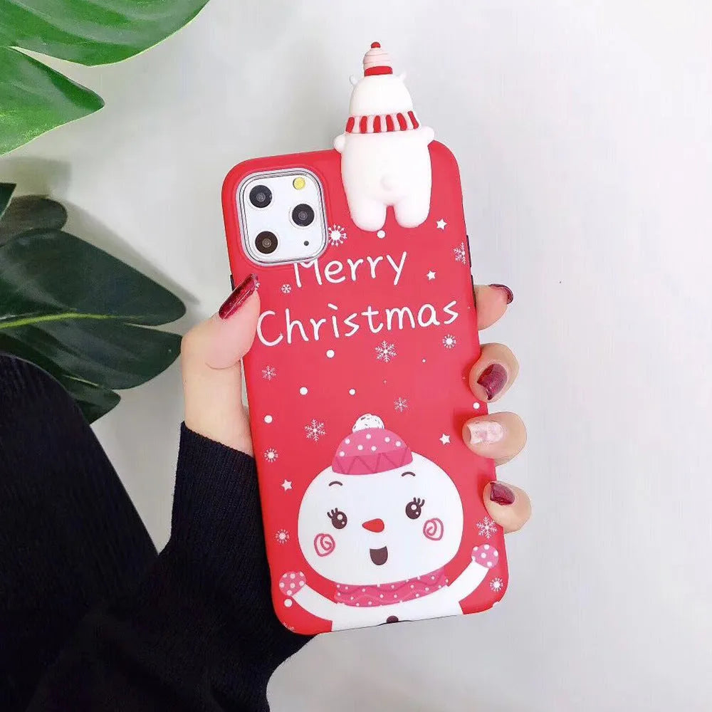 Christmas themed silicone phone case for iPhone with holiday designs