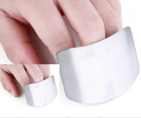 Stainless steel finger guard for kitchen safety during vegetable cutting and food preparation