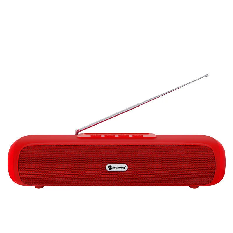 Long strip wireless desktop speaker in black on a desk