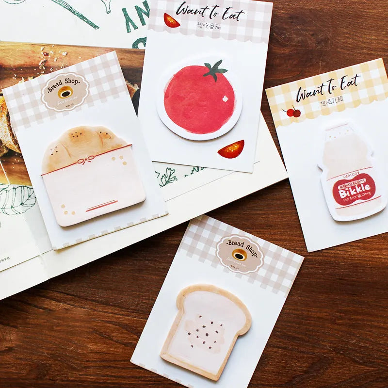 Pack of Food Bread Handbook Note Paper showing 30 sheets and back card in 85mm by 120mm size