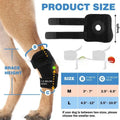 Black dog leg guard for ACL rehabilitation in three sizes with protective cover
