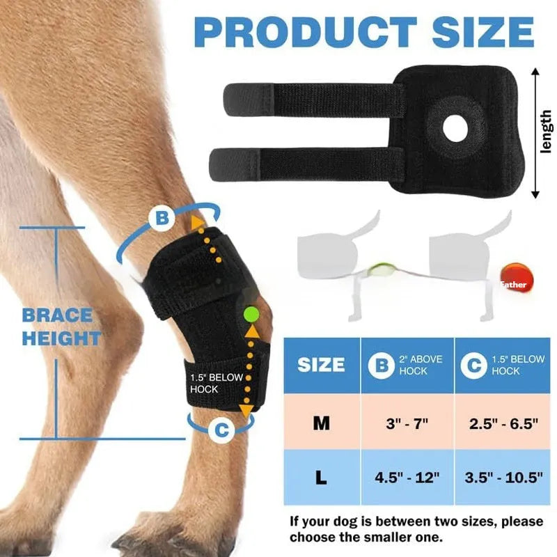 Black dog leg guard for ACL rehabilitation in three sizes with protective cover