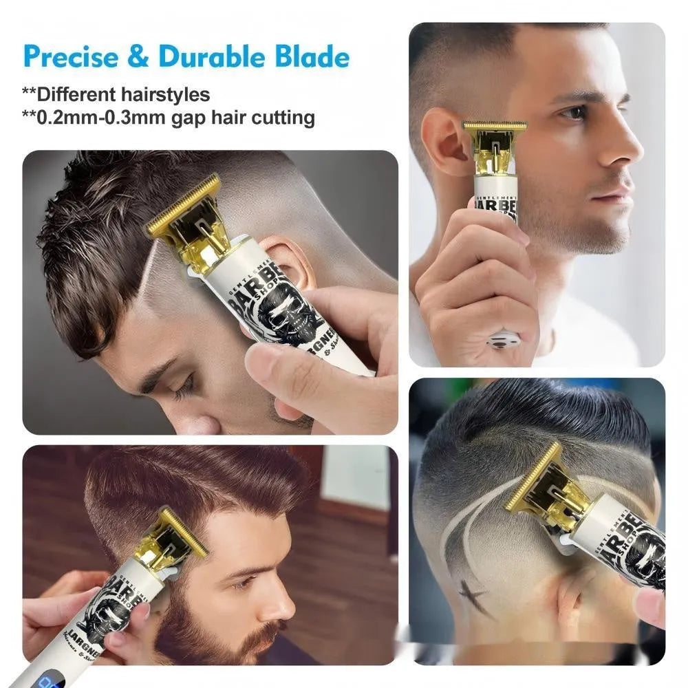 USB rechargeable hair clipper with stainless steel cutter head and 4 grooming attachments