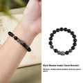 Men's black obsidian and sterling silver snake year bracelet with retro design, 10mm wide.