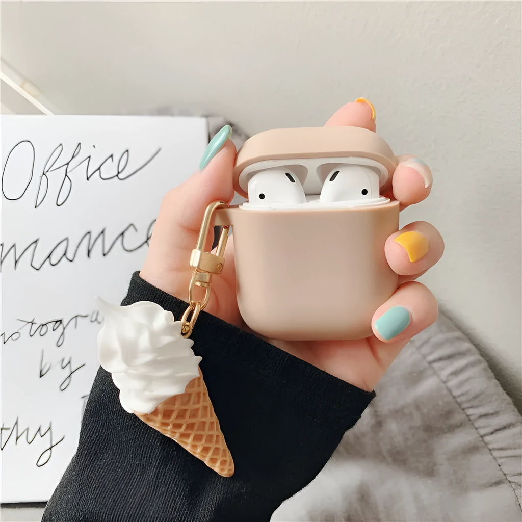 Cylinder ice cream design silicone case for Apple AirPods 2 wireless earphones in assorted colours